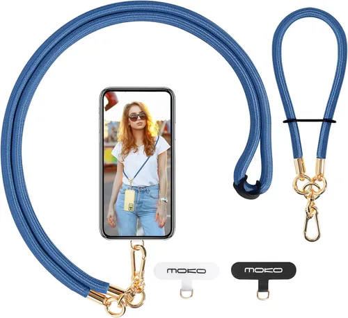 Miniatura 9 de MoKo Cordón cruzado para teléfono, correa de muñeca y cordón cruzado para teléfono con longitud ajustable, correa para iPhone y Samsung, con 2 Blanco