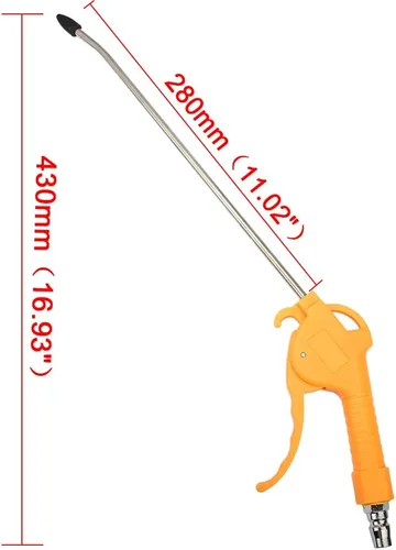 Miniatura 3 de Senzeal Pistola de soplado de aire con boquilla de 11 pulgadas, pistola sopladora de polvo de alta presión de acero inoxidable con punta de goma