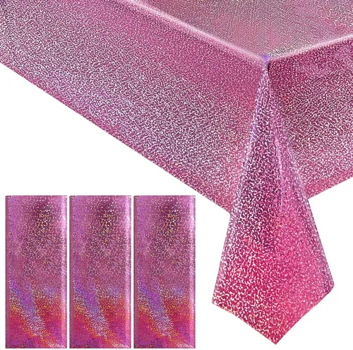 Miniatura 11 de 4 piezas de mantel de fiesta azul real holográfico de 40" x 108" con iridiscencia, mantel de plástico azul marino brillante para graduación, 4