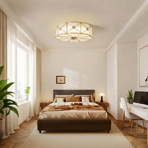 Miniatura 3 de Lámpara de techo empotrada de latón de mediados de siglo, lámpara de techo LED de latón y vidrio de 6 luces, pantalla de vidrio esmerilado, luz Flor