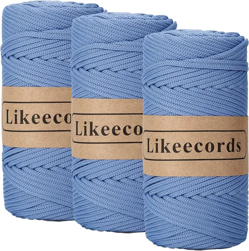 Miniatura 51 de Likeecords Cordón de macramé trenzado de poliéster de 0.157 in, 140 yardas/426 pies, hilo elástico para bolsa de ganchillo para manualidades, Verde