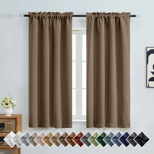 Miniatura 32 de OVZME Cortinas opacas turquesa para tratamiento de ventanas pequeñas, cortinas cortas con bloqueo de luz para ventana de cocina sobre el fregadero