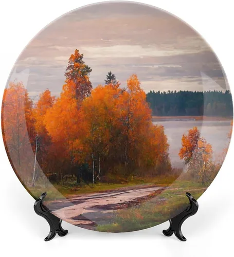 Miniatura 10 de Platos decorativos de Acción de Gracias para decoración del hogar, temporada de otoño de Japón, árboles de arce, ríos y barcos, bandeja decorativa