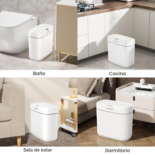 Miniatura 8 de JUDRDO Bote de basura pequeño para baño, 3.5 galones, automático, sin contacto, con tapa, sensor de movimiento, delgado, impermeable, cesta