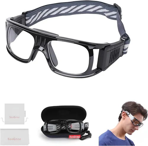 SooGree Gafas de racquetball – Resistente al viento, absorción de impactos, gafas deportivas, baloncesto, fútbol, correa protectora ajustable