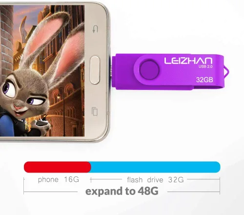 Miniatura 3 de 32 GB OTG USB Flash Drive 64 gb128gb Pendrive de metal para teléfono inteligente Android Micro USB Pen Drive USB 2.0 para Samsung, Huawei, Púrpura