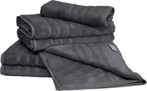 Miniatura 41 de Mosobam Juego de 4 toallas turcas de lujo de 35 x 70 pulgadas, color gris claro (gris), viscosa de bambú de 24.69 oz/m² y algodón peinado turco