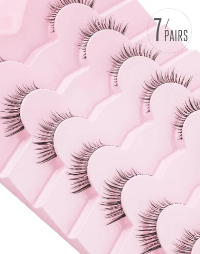 Miniatura 6 de Onlyall Pestañas postizas naturales, pestañas falsas onduladas 7 pares B94