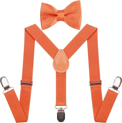 AMPIL Pajarita con tirantes para niños pequeños, diseño elástico ajustable en Y con clips de metal fuertes para bodas, fiestas