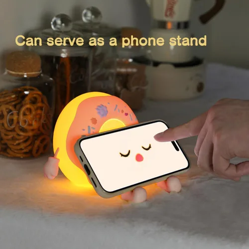 Miniatura 3 de Lámpara de dona - Regalo de luz nocturna LED de silicona para niños y niñas, luz nocturna linda recargable para decoración de habitación de niños