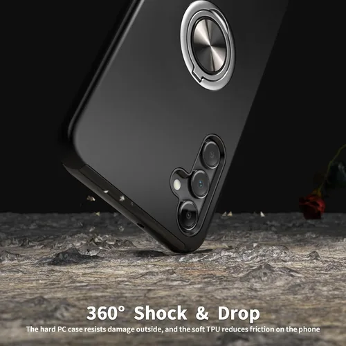 Miniatura 8 de Funda para Galaxy A13 5G con protector de pantalla (vidrio templado), funda híbrida 2 en 1 protectora delgada y resistente con anillo magnético Negro