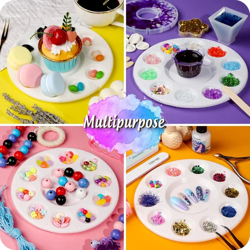 Miniatura 6 de FANDAMEI Paletas de Bandeja de Pintura Redondas Blancas, Bandeja de Paleta de Pintura, Paleta de Bandeja de Pintura de Plástico, Paletas de Pintura