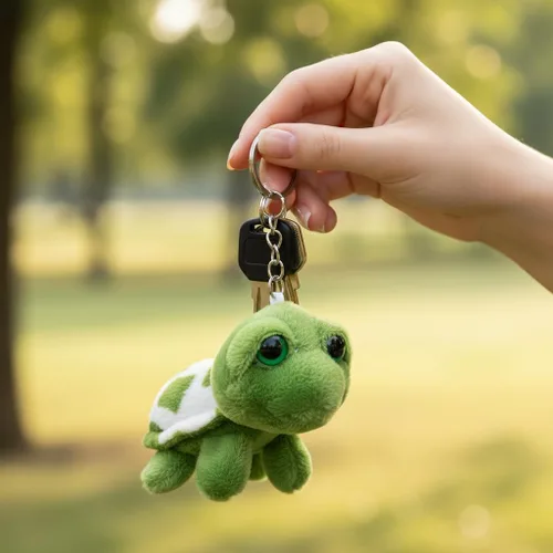 Miniatura 3 de Jowxsx Mini criaturas marinas verde tortuga muñeca llavero regalo peluche llavero de dibujos animados bolsa colgante auto animal decoración coche