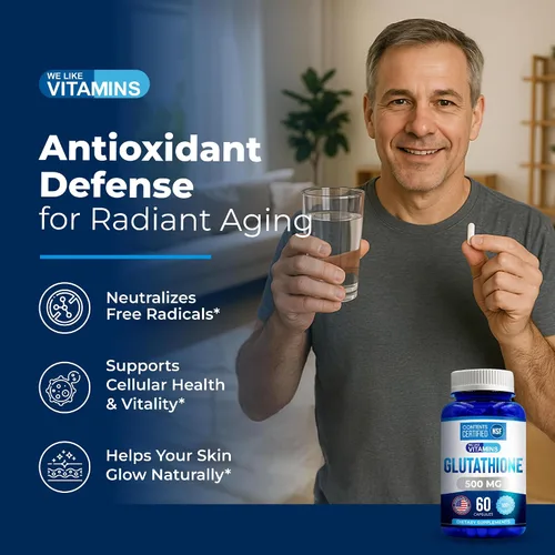 Miniatura 4 de We Like Vitamins Suplemento de glutatión certificado NSF 500 mg - 60 cápsulas de L-glutatión reducido para apoyo antioxidante e inmunológico
