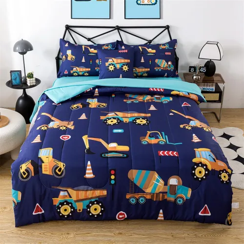 Miniatura 11 de lishjekee Juego de edredón de 6 piezas con diseño de animales de la selva para niños, juego de ropa de cama en una bolsa para niños y niñas