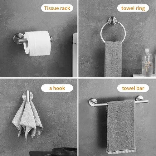 Miniatura 7 de Juego de accesorios de baño de níquel cepillado, juego de toallero de 24 pulgadas, juego de 10 accesorios de baño, incluye 2 paquetes de toallero