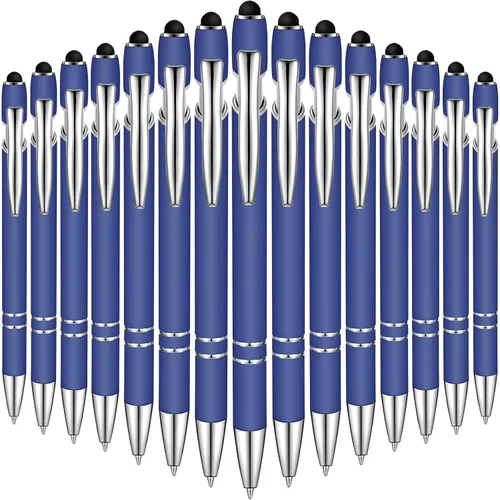 Miniatura 18 de Zonon 38 Piezas Bolígrafo Engomado con Punta de Stylus Bolígrafo de Metal Elegante Stylus Capacitivo con Agarre de Goma Suave, Tinta Negra