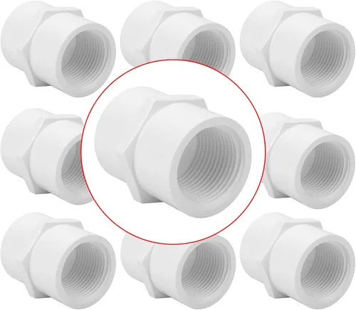 Miniatura 38 de Paquete de 10 Adaptadores Conectores de Acoplamiento de Tubería de PVC de Rosca Doble Hembra de 1 pulgada (F x F) SCH40 Acoplamiento de Tubería