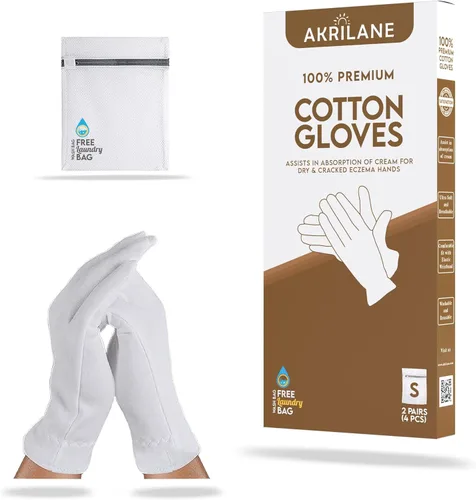 Miniatura 14 de XS Extra Small 10 pares de guantes de algodón 100% premium para manos secas Guantes hidratantes nocturnos para eczema, psoriasis y tratamiento