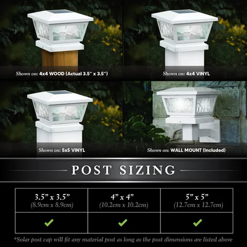 Miniatura 3 de Classy Caps Fairmont - Tapa solar para poste y lámpara de pared, se adapta a postes de cubierta y valla de 3.5 x 3.5 pulgadas, 4 x 4 pulgadas y 5 x