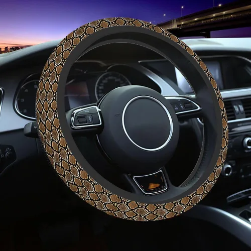 Miniatura 10 de Funda para Volante de Coche de Cráneo Humano Cráneo Sonriente Siniestro en Estilo Retro con Texto Manuscrito Funda para Volante de Coche Decoración