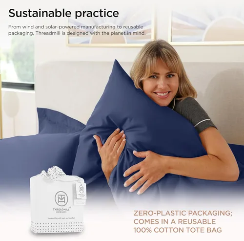 Miniatura 43 de Threadmill Sábanas de Lujo de Algodón Supima, Sábanas de 100% Algodón Suave de 1200 Hilos de Lujo para Cama de Tamaño Completo, Juego de 4 Sábanas