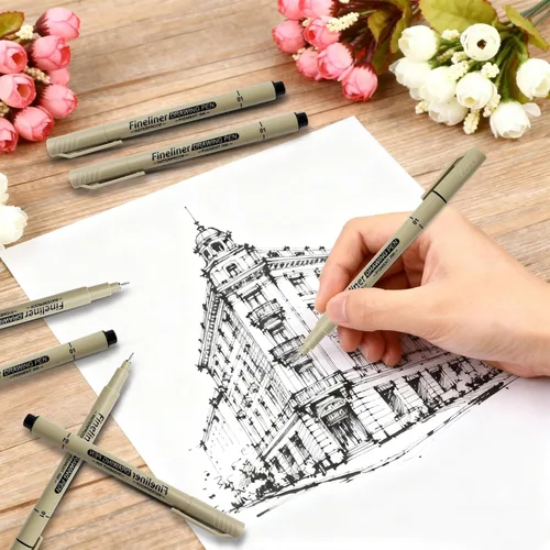 Miniatura 4 de Paquete de 6 bolígrafos de escritura de punta extrafina – Bolígrafo ultrafino de 0.010 in – Delineador fino de punta micro línea – Marcadores