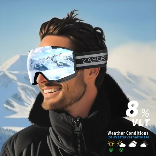 Miniatura 2 de Gafas de esquí OTG para usar sobre lentes, gafas de nieve y snowboard, para adultos, hombres, mujeres y jóvenes, antiempañamiento, 100% protección
