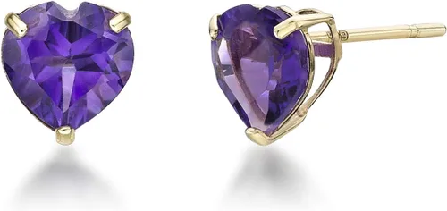 Miniatura 5 de Aretes de tuerca con forma de corazón con piedras preciosas de 0.236 in para mujer, en oro amarillo de 10 quilates con forma de corazón Lavari