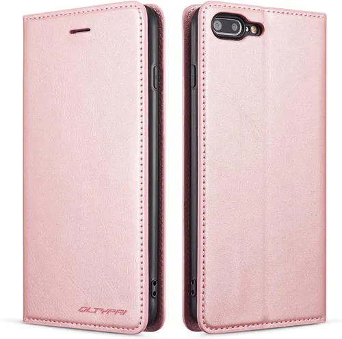 Miniatura 28 de QLTYPRI Funda para iPhone 6 Plus/6S Plus, cubierta de piel PU con tarjetero, funda tipo billetera con solapa magnética y a prueba de golpes - Vino