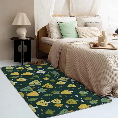 Miniatura 2 de Alfombras de bosque para entrada, dormitorio, sala de estar, alfombra de bosque de 2 x 3, lavable, antideslizante, suave, alfombra de pelo bajo