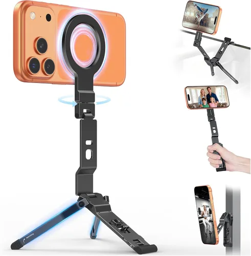 OMOTON TP03 [ultradelgado] para trípode MagSafe, trípode magnético giratorio de 360° para iPhone 17/16 Pro Max Air para mujeres y hombres, soporte