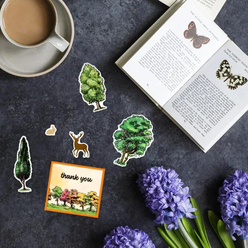 Miniatura 3 de INFUNLY 2 piezas de troqueles de corte de animales y árboles y juego de sellos transparentes de silicona - sellos transparentes de oso, conejo