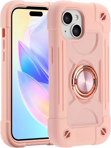 Miniatura 38 de MARKILL Funda compatible con iPhone 15 de 6.1 pulgadas con soporte integrado, [grado militar resistente de cuerpo completo] protección contra Rosa