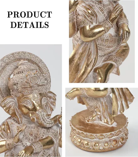 Miniatura 7 de Suoedd Estatuas de Lord Ganesha Elefante hindú Estatua de Dios Estatua de Dios de Ganesh Indio Ganesh Buda, Escultura de resina hecha a mano