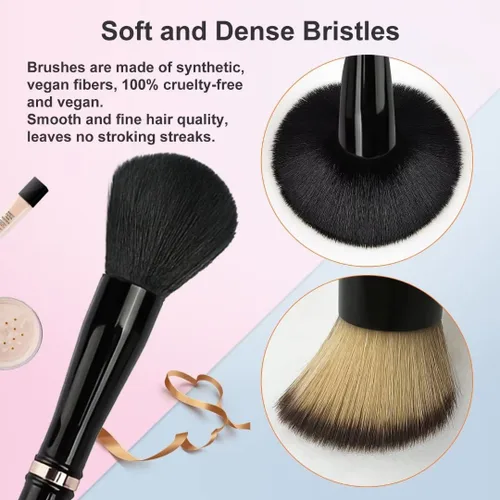 Miniatura 4 de Jilier Juego de brochas de maquillaje 4 en 1 con soporte de brochas de maquillaje para viajes, brochas de maquillaje para viajes con estuche