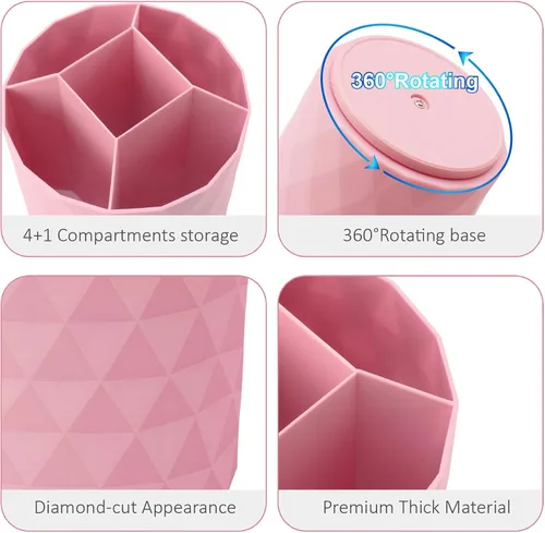 Miniatura 5 de Organizador de escritorio Nuozme, soportes giratorios de 360 grados para bolígrafos y lápices, organizador de bolígrafos con patrón de diamante y 5