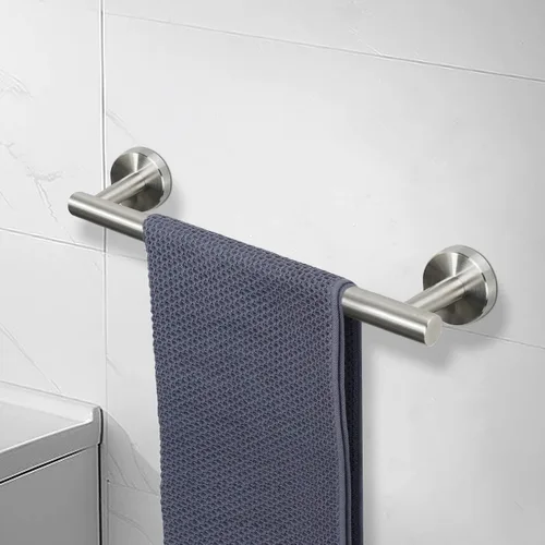 Miniatura 8 de NearMoon Toallero de baño, soporte grueso de acero inoxidable para toallas de ducha montado en la pared para baño, longitud total de 16 pulgadas
