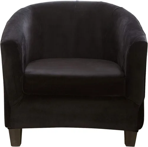 Miniatura 8 de ele ELEOPTION Funda de terciopelo para silla de club, 2 piezas, funda protectora de muebles con parte inferior elástica, funda de sofá súper suave 01