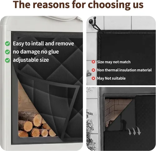 Miniatura 4 de Funda magnética para chimenea, manta bloqueadora de chimenea para pérdida de calor, tapón de chimenea para interiores con 12 imanes para marco