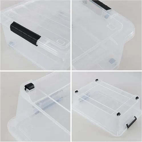 Miniatura 3 de Cajas de almacenamiento de 20 cuartos de galón debajo de la cama con ruedas, contenedor de almacenamiento de plástico transparente con pestillo