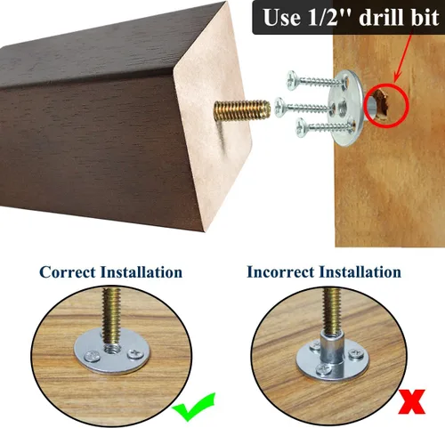 Miniatura 6 de Juego de 6 patas de madera para muebles de 4 pulgadas, patas cuadradas para sofá, patas de repuesto modernas de mediados de siglo para sillón