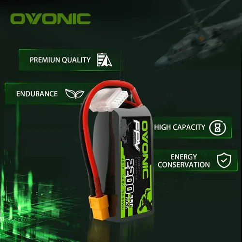 Miniatura 2 de OVONIC 4s Lipo Batería 35C 2200mAh 14.8V Lipo Batería con XT60 Conector para Avión RC Quadcopter Helicóptero FPV Drone