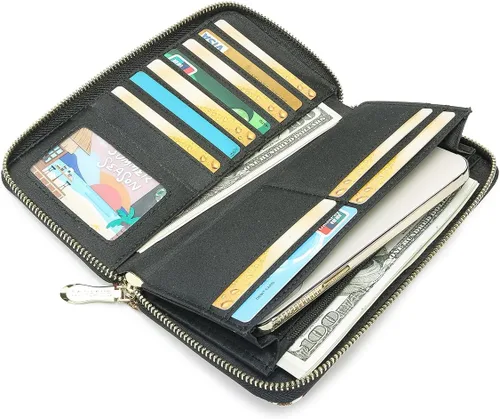 Miniatura 160 de Cartera de mano para mujer, estilo bohemio, con RFID, elegante, espaciosa con correa para viajes, capacidad para tarjetas, teléfono, dinero