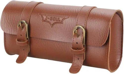 Miniatura 12 de Bolsa de Manillar de Bicicleta Retro de PU Cuero Impermeable Alforja de Bicicleta Cesta Frontal Vintage Bolsa de Asiento Trasero para Bicicletas