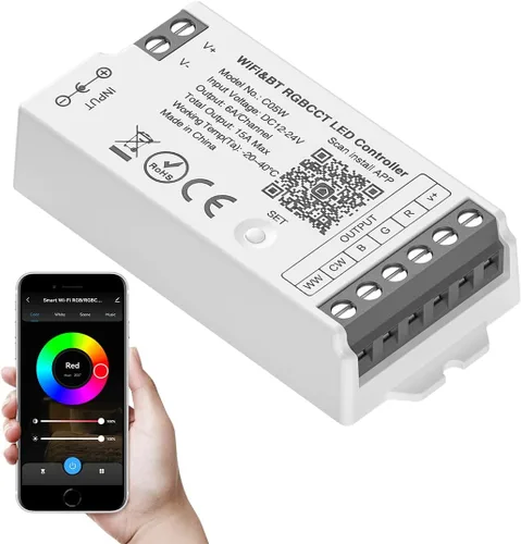 Miniatura 8 de SEZO WB5 5 en 1 Tuya WiFi 2.4GHz PWM LED controlador para atenuación RGB RGBCCT RGBW LED tira compatible con Alexa/Google Home/Tuya Smart Life APP