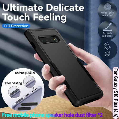 Miniatura 4 de Funda híbrida de doble capa para Galaxy S10 Plus/S10+ de 6.4 pulgadas, resistente a los golpes, resistente a los golpes, con 1 soporte magnético