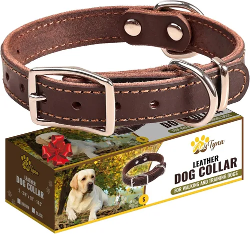 Miniatura 18 de ADITYNA Collar de cuero resistente para perros extra grandes, collar de cuero rojo suave y fuerte para razas XL