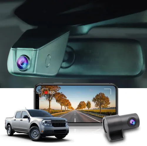 Fitcamx Adaptación de la cámara de tablero delantera 2K+trasera 1080P para Ford Maverick 2022-2026 (alimentado desde OBD/caja de fusibles), aspecto