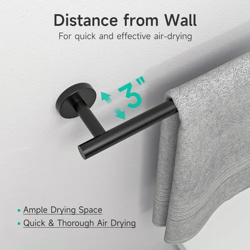 Miniatura 3 de USHOWER Juego combinado de toallero y soporte de papel higiénico de 12 pulgadas, color negro, estilo moderno, 2 piezas